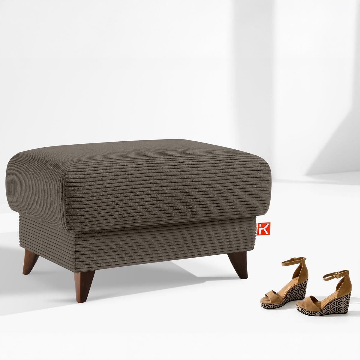 HOCKER GUSTAVO II, Graubeige - Greige/Beige, Holz/Holzwerkstoff (92/49/92cm) - KONSIMO®