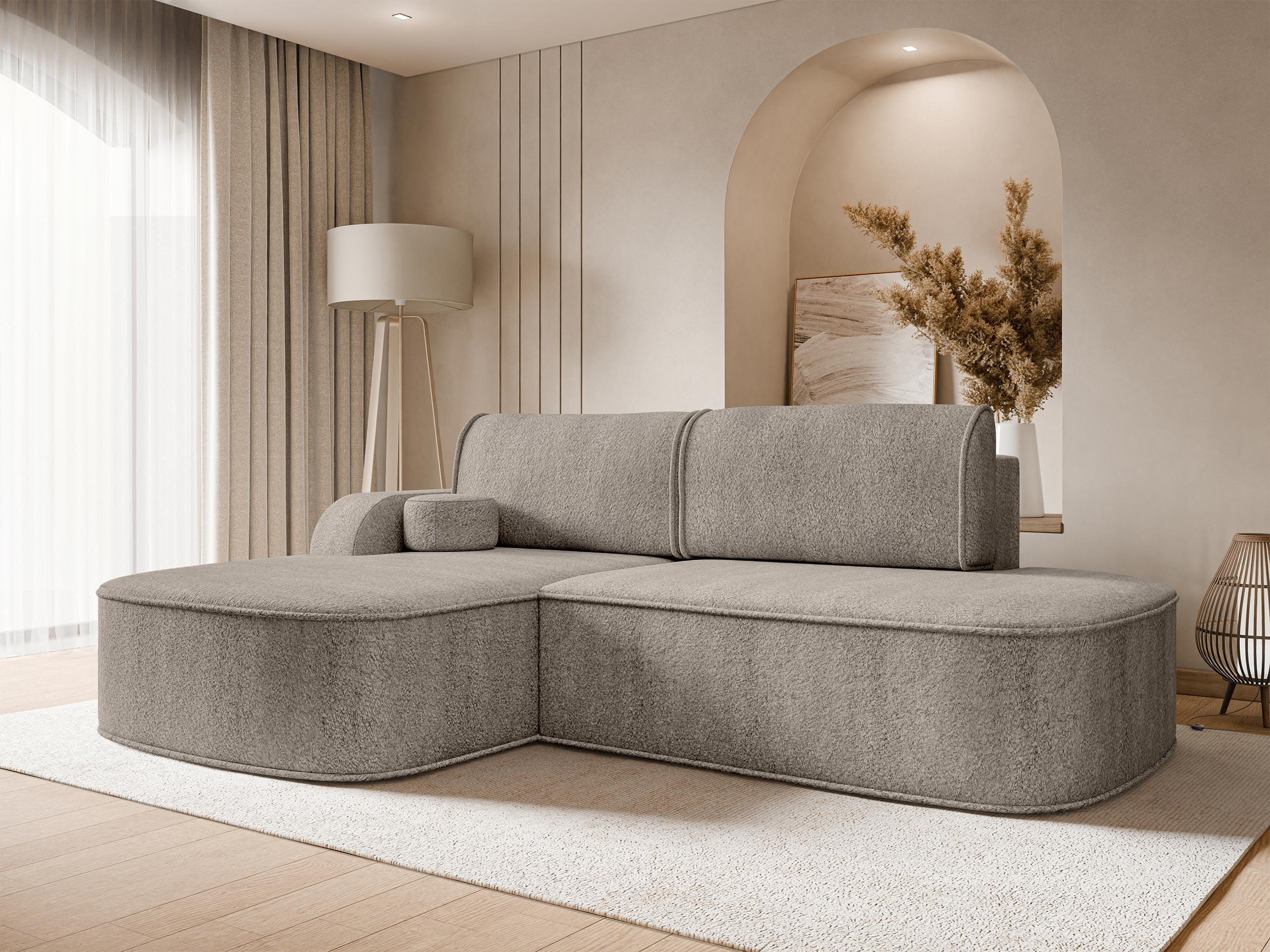 ECKSOFA Koro, Seite: Links - Schwarz/Braun, Holz/Kunststoff (256/177cm) - MIRJAN24