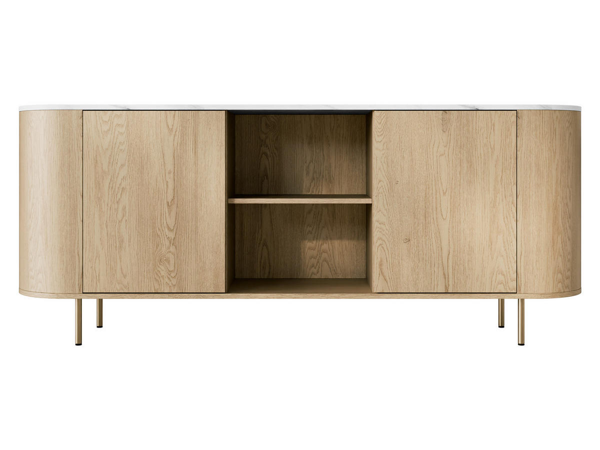 KOMMODE Lygrint 180 2D - Eichefarben/Goldfarben, Holzwerkstoff/Metall (184/75/40cm) - MIRJAN24