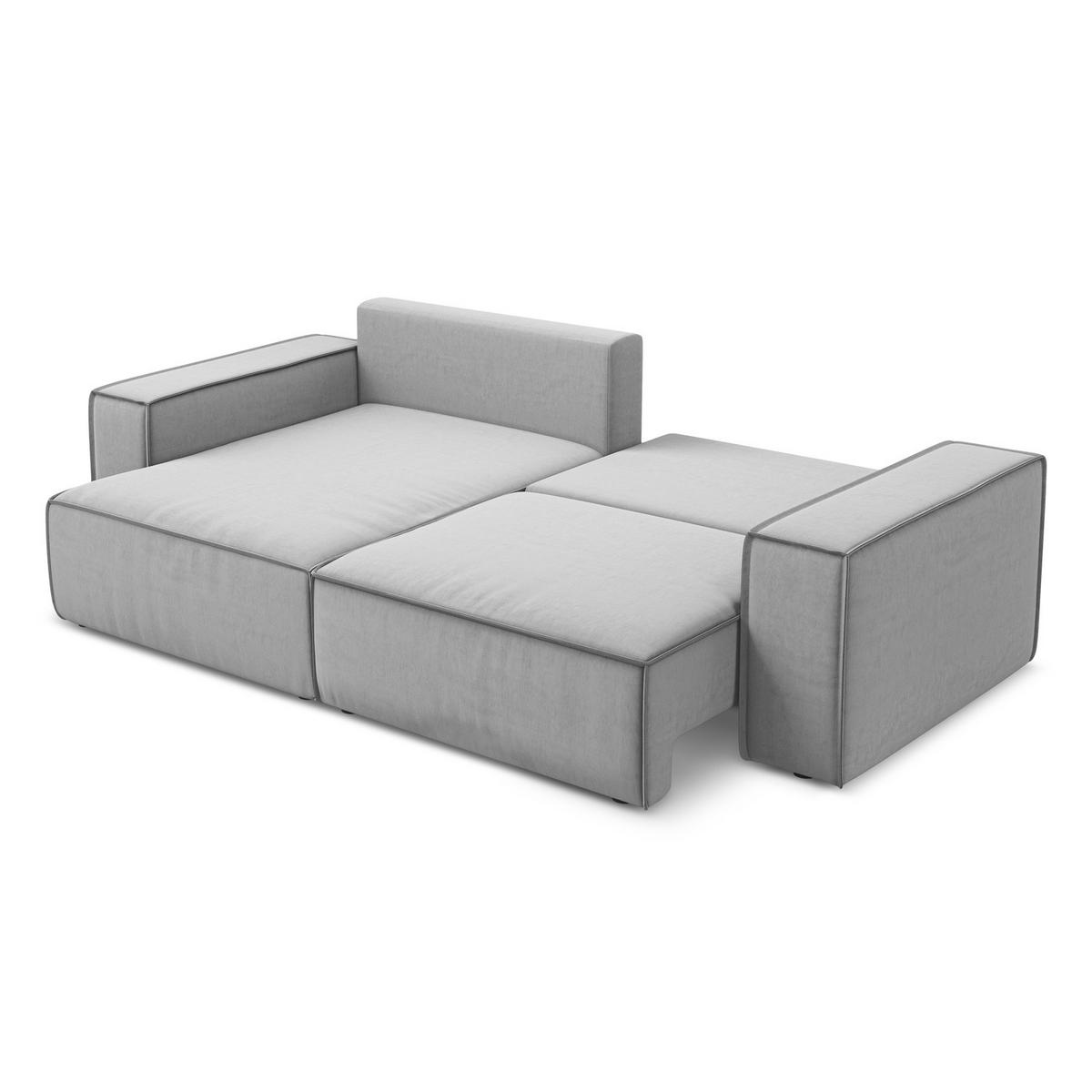 ECKSOFA mit Schlaffunktion Samt Stoff Grau - Schwarz/Grau, Kunststoff/Textil (148/257cm) - LaMiaSofa