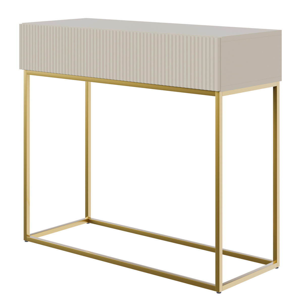 KONSOLENTISCH Veldio Graubeige mit goldenen Beinen 90 cm - Greige/Goldfarben, Holzwerkstoff/Metall (35.6/90/79cm) - Selsey