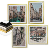 WANDBILDER 4er Set - 50x50 cm & 40x60 cm Goldrahmen - Die charmanten Straßen der Hafenstädte - Goldfarben, Kunststoff (50/50cm) - ArtPrintCave