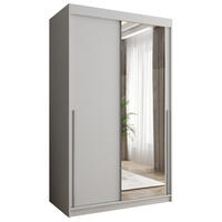 SCHIEBETÜRENSCHRANK mit Spiegel 120 cm Breite, weiß mit silbernem Griff - Silberfarben/Weiß, Holzwerkstoff (250/200/62cm) - Home Collective