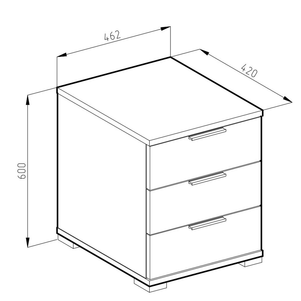 NACHTTISCH Florenz Weiß Hochglanz 46.2 x 60.5 cm 2er Set - Weiß Hochglanz/Weiß, Holzwerkstoff (46.2/60.5/42cm) - Vicco
