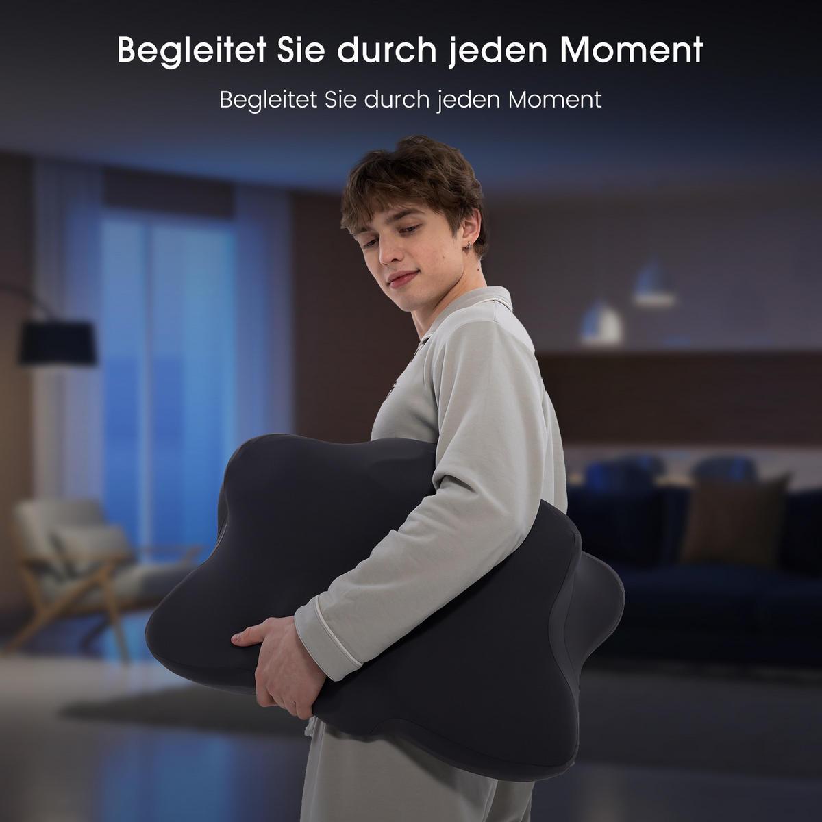 SCHMETTERLINGSKISSEN Memory-Schaum Modell (ergonomisch) Grau 65×41 cm OEKO-TEX® zertifiziert Vorderseite 8 cm / Rückseite 12 cm - Grau, Textil (41/65cm) - CHICASA