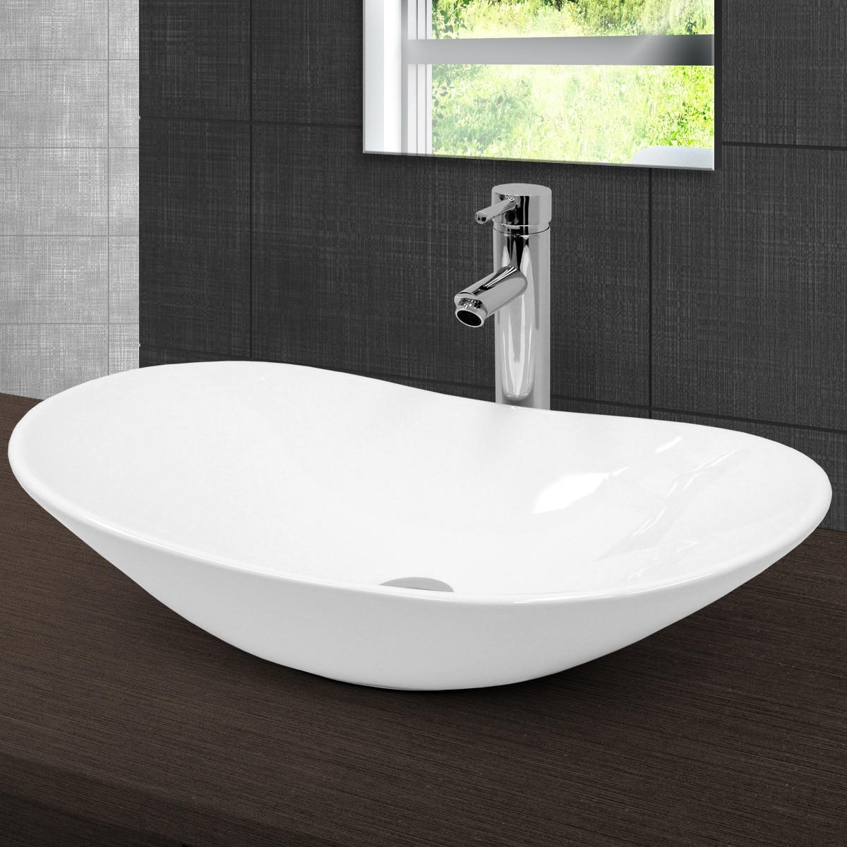 WASCHBECKEN - Weiß, Keramik (36.5/15.5/64cm) - ECD-Germany