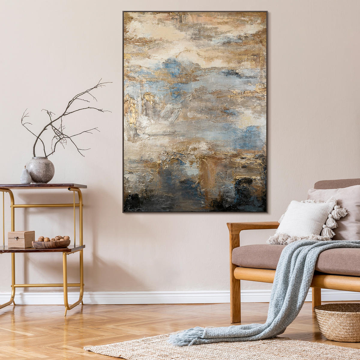 GEMÄLDE Glanz und Eleganz Schattenfugenrahmen Grau 140x100 cm - Grau, Holz (140/100cm) - YS-art gallery