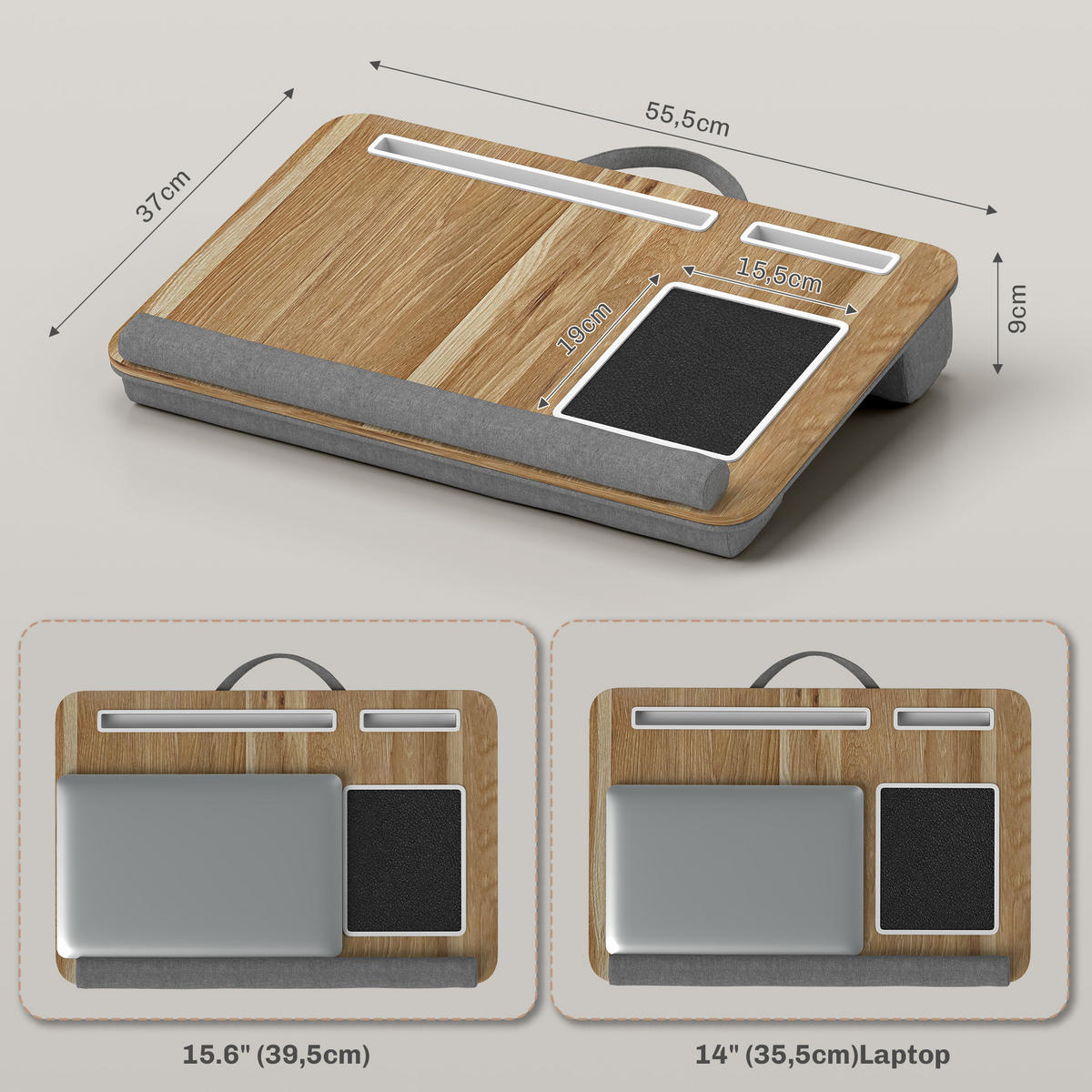 LAPTOP-STÄNDER DE-16721 Grau - Eichefarben, Holzwerkstoff (55.5/37/9cm) - ComfortXL