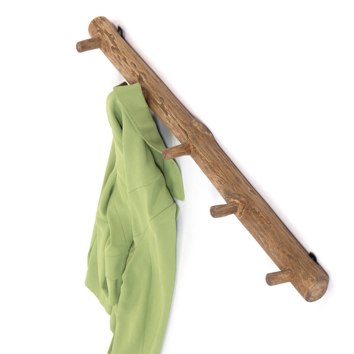 GARDEROBENLEISTE Lyra 80 Teak Massivholz, 5 Haken naturfarben - Naturfarben, Holz (80/6/5cm) - DESIGN DELIGHTS