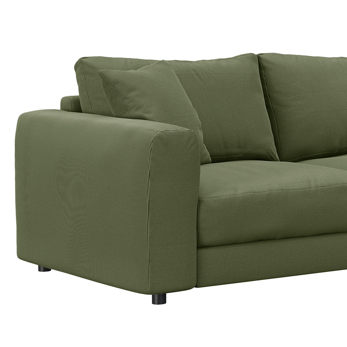 ECKSOFA mit Ottomane - Schwarz/Grün, Kunststoff/Textil (267/254cm) - home24