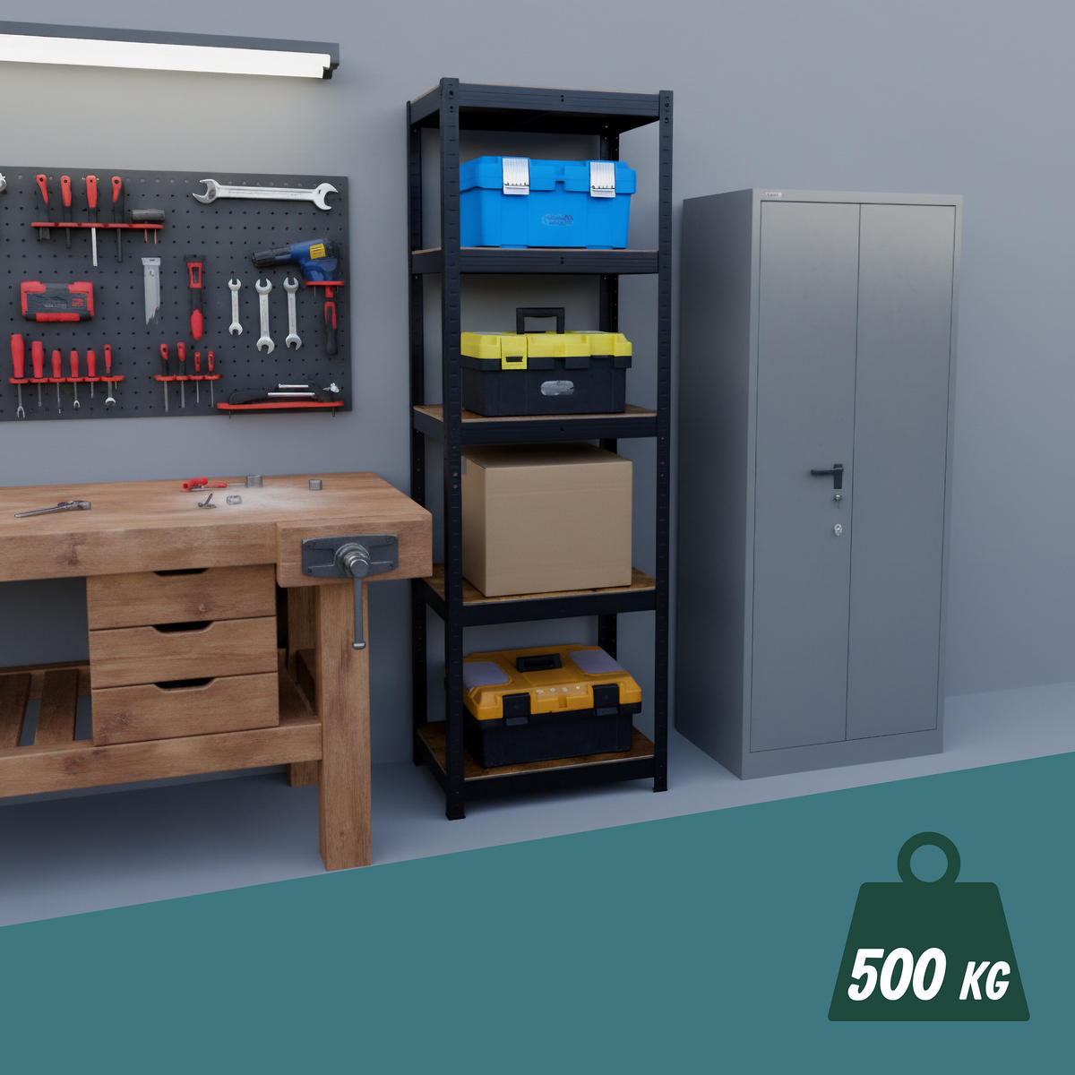 SCHWERLASTREGAL - Multicolor, Holzwerkstoff/Kunststoff (60/180/30cm) - Relaxdays