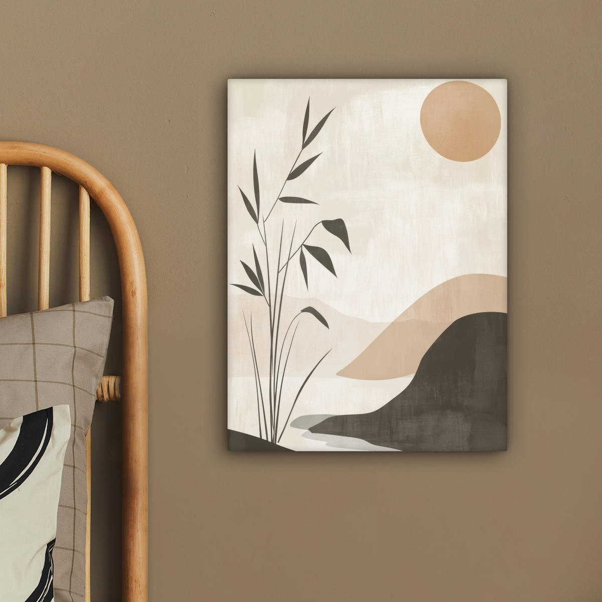 LEINWANDBILD Japandi - Landschaft - Beige 30x40 cm - Cognac, Textil (30/40cm) - MuchoWow