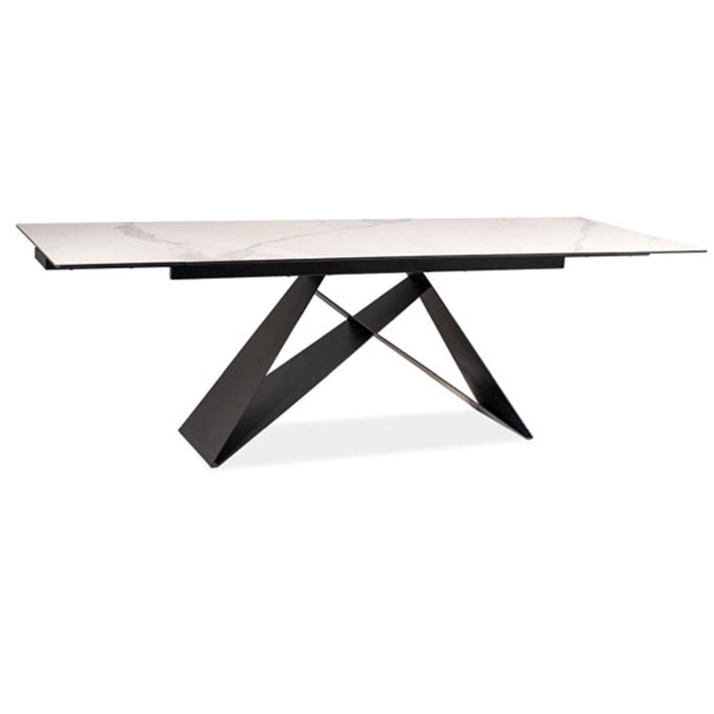 ESSTISCH Westin III Marmor weiß / schwarz 160-240 / 90 / 76cm - Schwarz/Weiß, Holz/Metall (90/240/76cm) - Feldmann-Wohnen