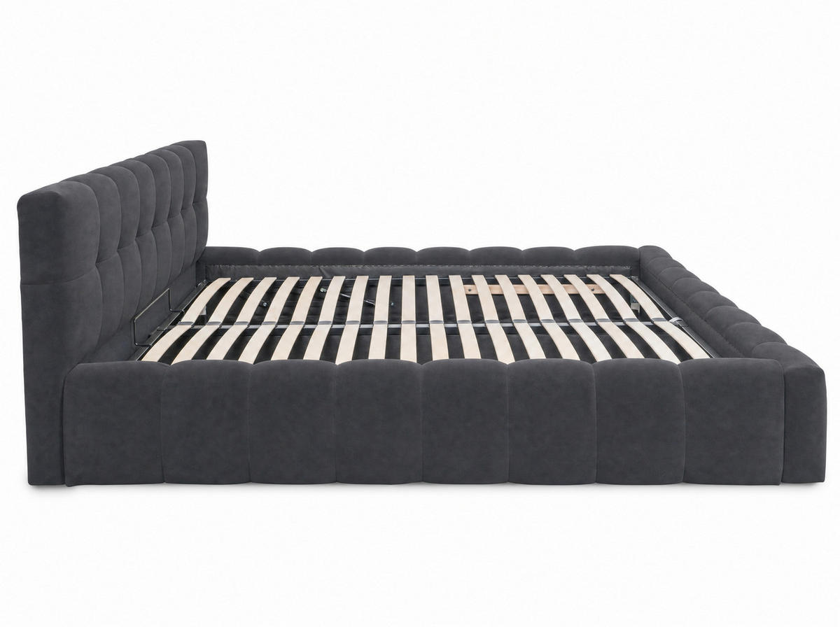 POLSTERBETT Celestia Anthrazit 180/200 cm Samt mit Bettkasten - Anthrazit, Textil/Metall (180/200cm) - wonello