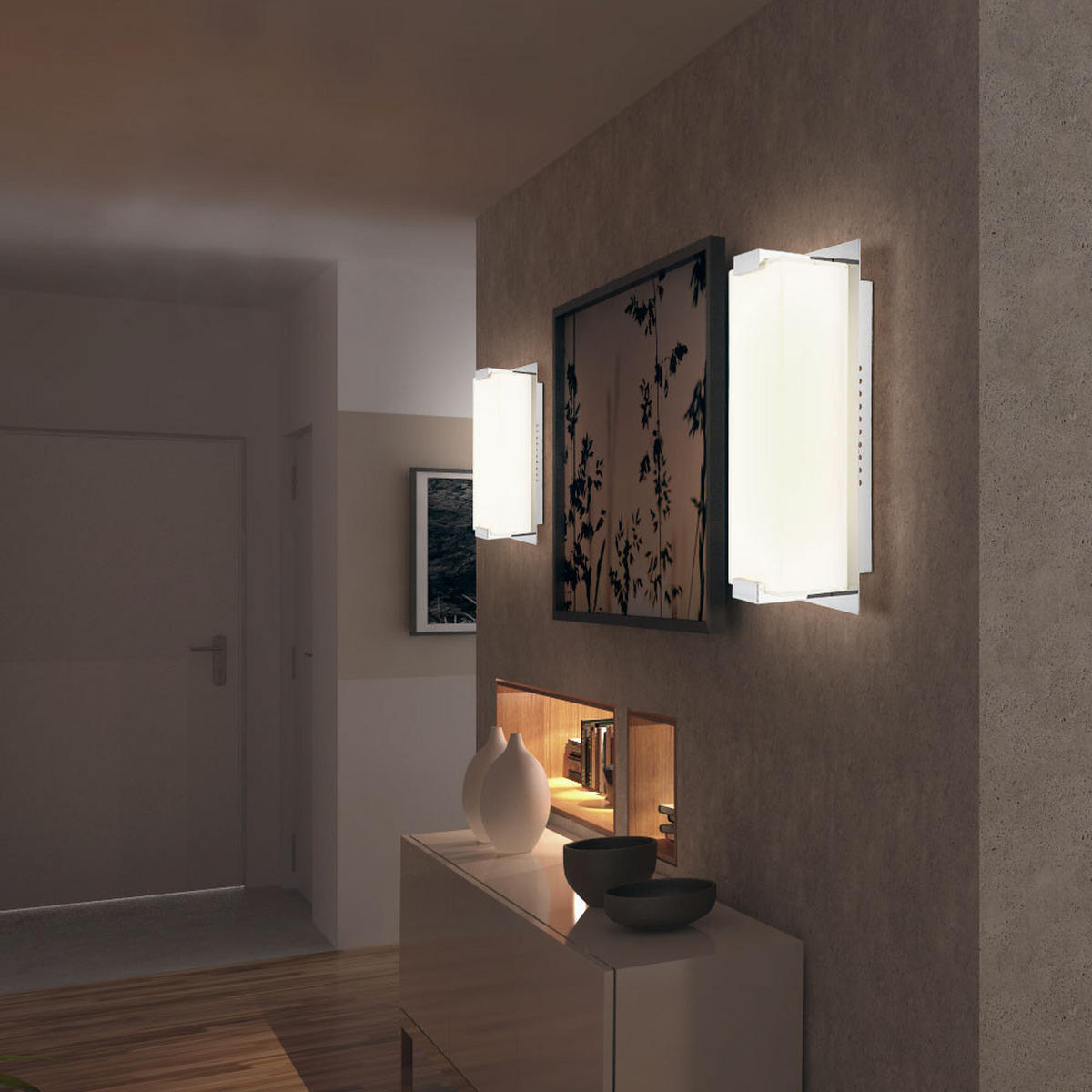 LED WANDLEUCHTE Chrom Glas satiniert Silber 2er Set - Silberfarben, Glas (28/11/10cm) - Globo Lighting