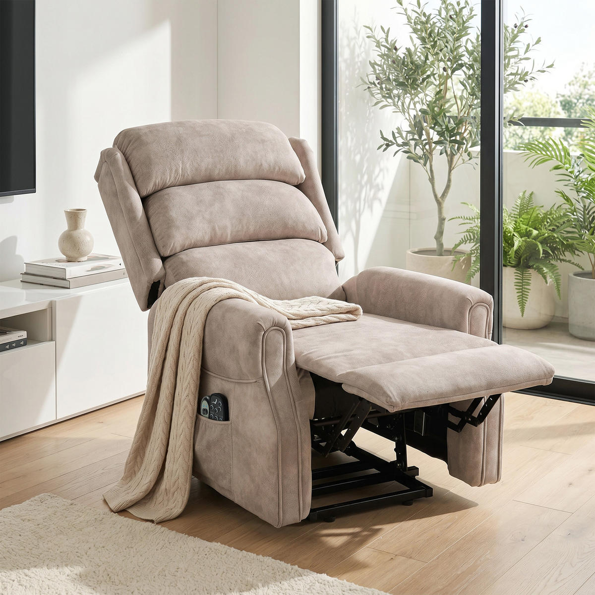 AUFSTEHSESSEL Beige 80/160/82 cm - Beige, Textil (80/82/160cm) - PANGIVO