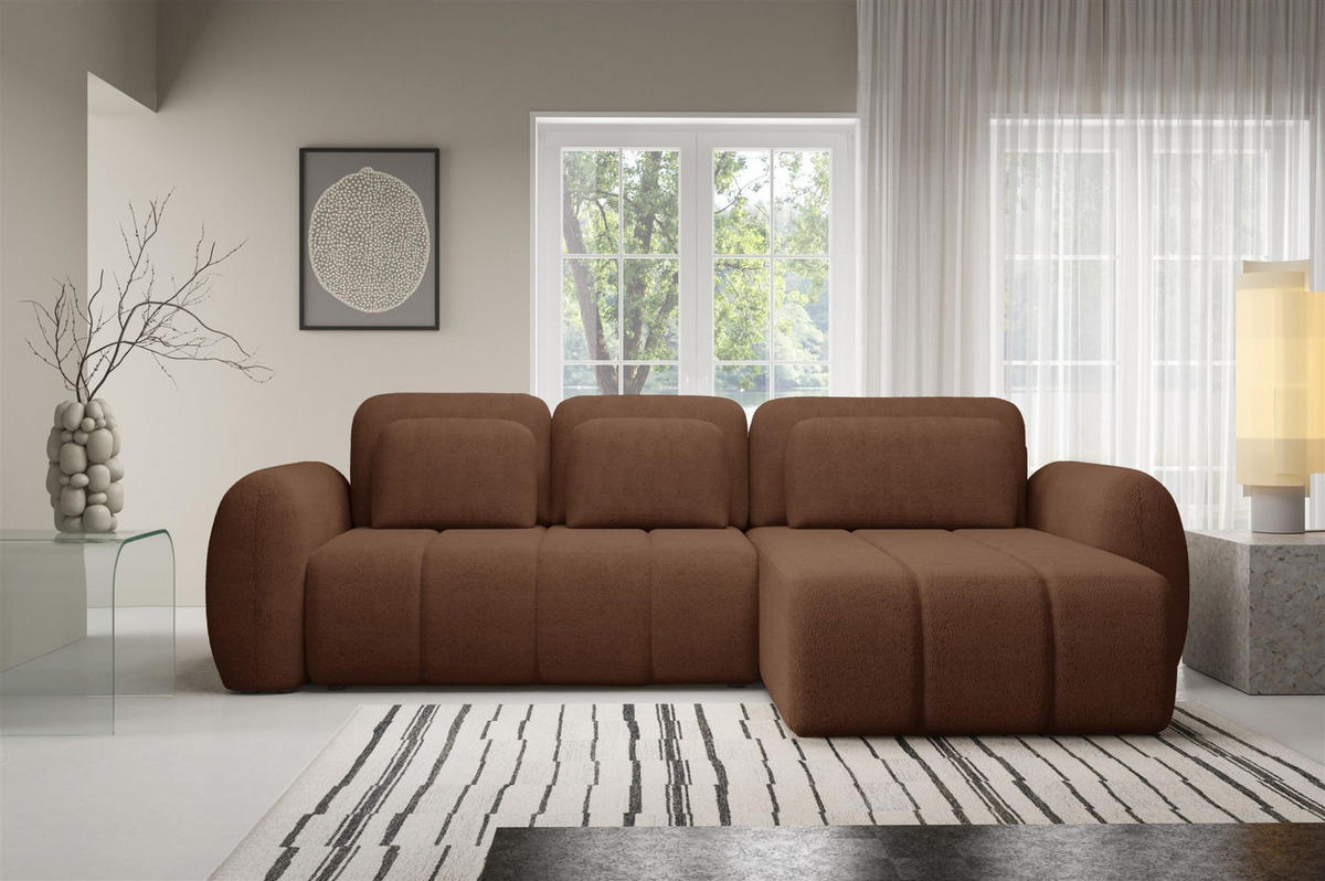 ECKSOFA Caria Mit Schlaffunktion - Rotbraun, Holzwerkstoff/Textil (304/190cm) - Fun Möbel