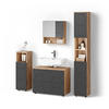 BADMÖBEL-SET Ronco Anthrazit gestreift 4 Teile, mit Schubladenschrank und Hochschrank - Anthrazit/Eiche Wotan, Holzwerkstoff (80/58/41cm) - Livinity®