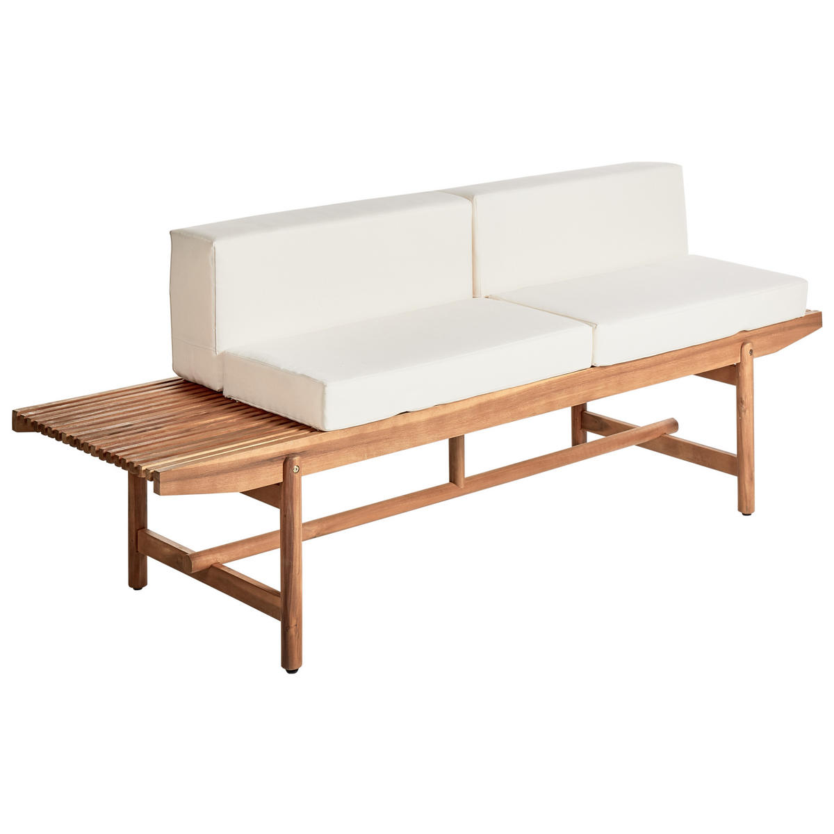 GARTENBANK 2-Sitzer Heller Holzfarbton Giaveno - Hellbraun/Weiß, Holz (210/84/65cm) - Beliani