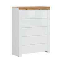KOMMODE Hella Weiß und Holz - Weiß, Holzwerkstoff (98/130/42cm) - Petits-meubles