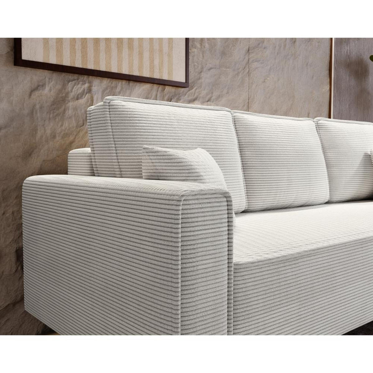 3-SITZER SOFA Monte mit Schlaffunktion beige - Beige, Textil (225/73/95cm) - Beautysofa