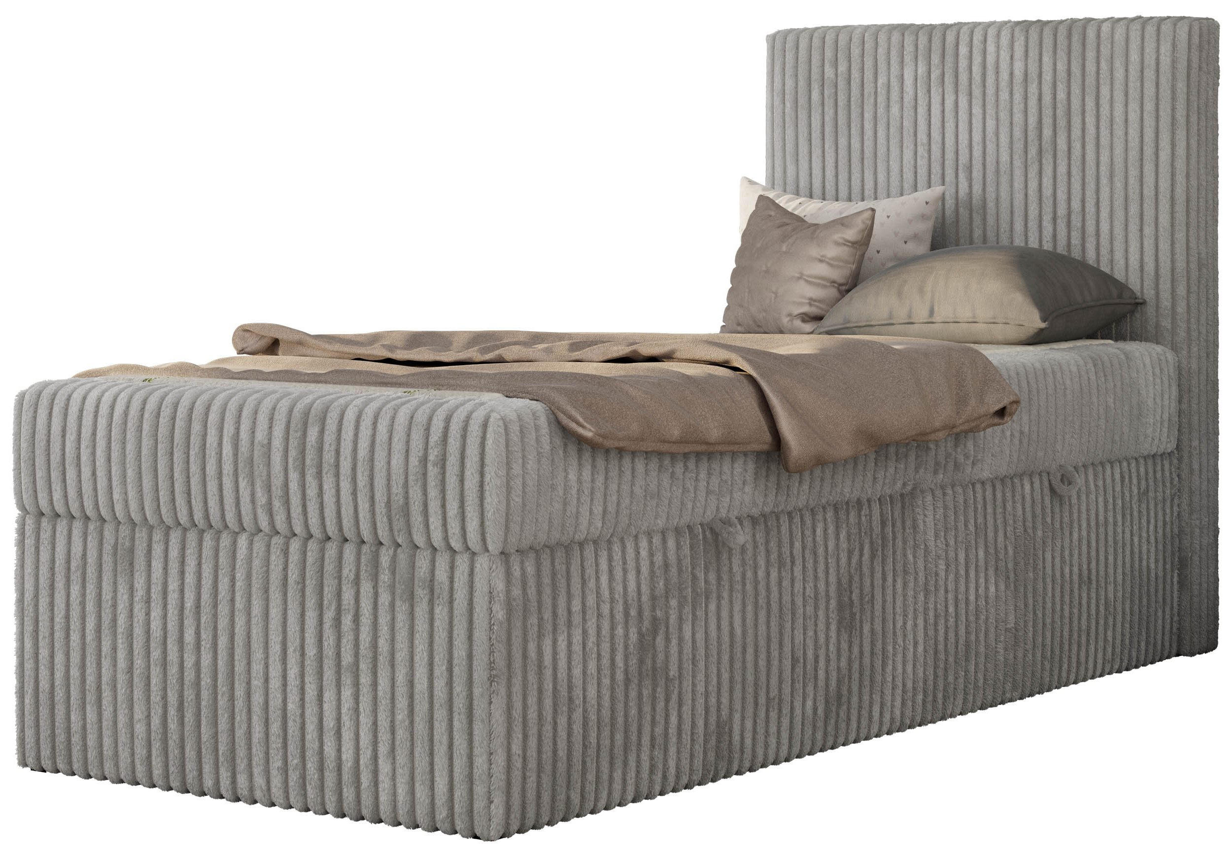 JUGENDBETT TILIO 90/200 - Hellgrau - H4 - Rechts Seite - Hellgrau, Textil (90/200cm) - MKS