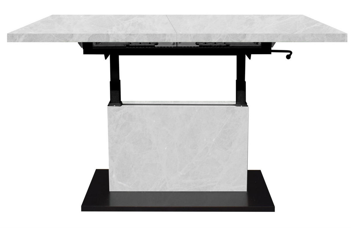 COUCHTISCH Höhenverstellbar Else 3 120x56x70 Holz Keramikoptik Weiß - Hellgrau/Schwarz, Holzwerkstoff (120/70/56cm) - 58aufmkessel