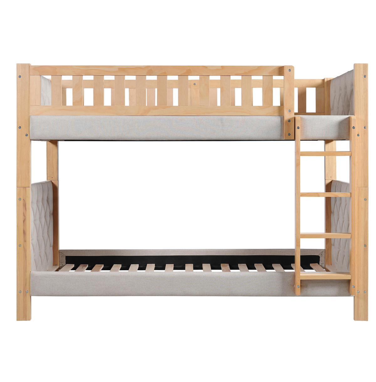ETAGENBETT 90/200 cm aus Kautschukholz und MDF mit gerader 4-Stufen-Treppe Grau/Natur - Grau, Holz (90/200cm) - Modenvie