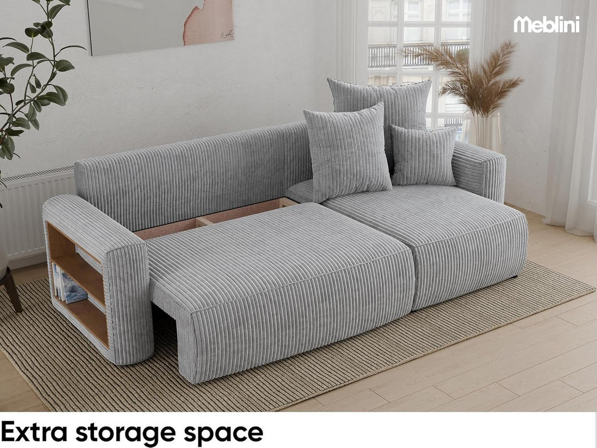 ECKSOFA SOLARIS L - Blau/Hellgrau, Holzwerkstoff (238/142cm) - Meblini
