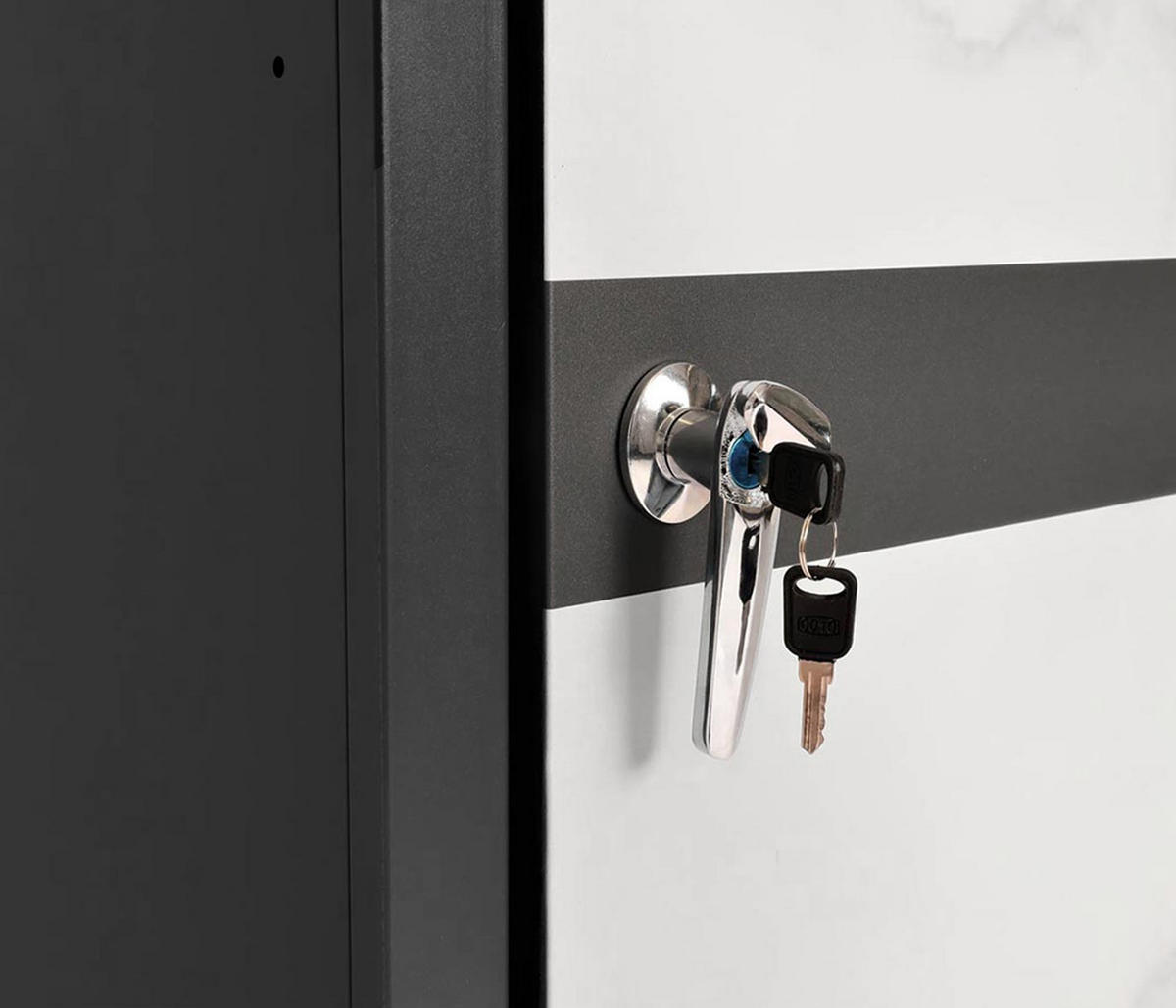 MÜLLTONNENBOX 1er 117x68x80cm Anthrazit Marmor-Optik hell - Creme, Metall (68/117/80cm) - PROREGAL