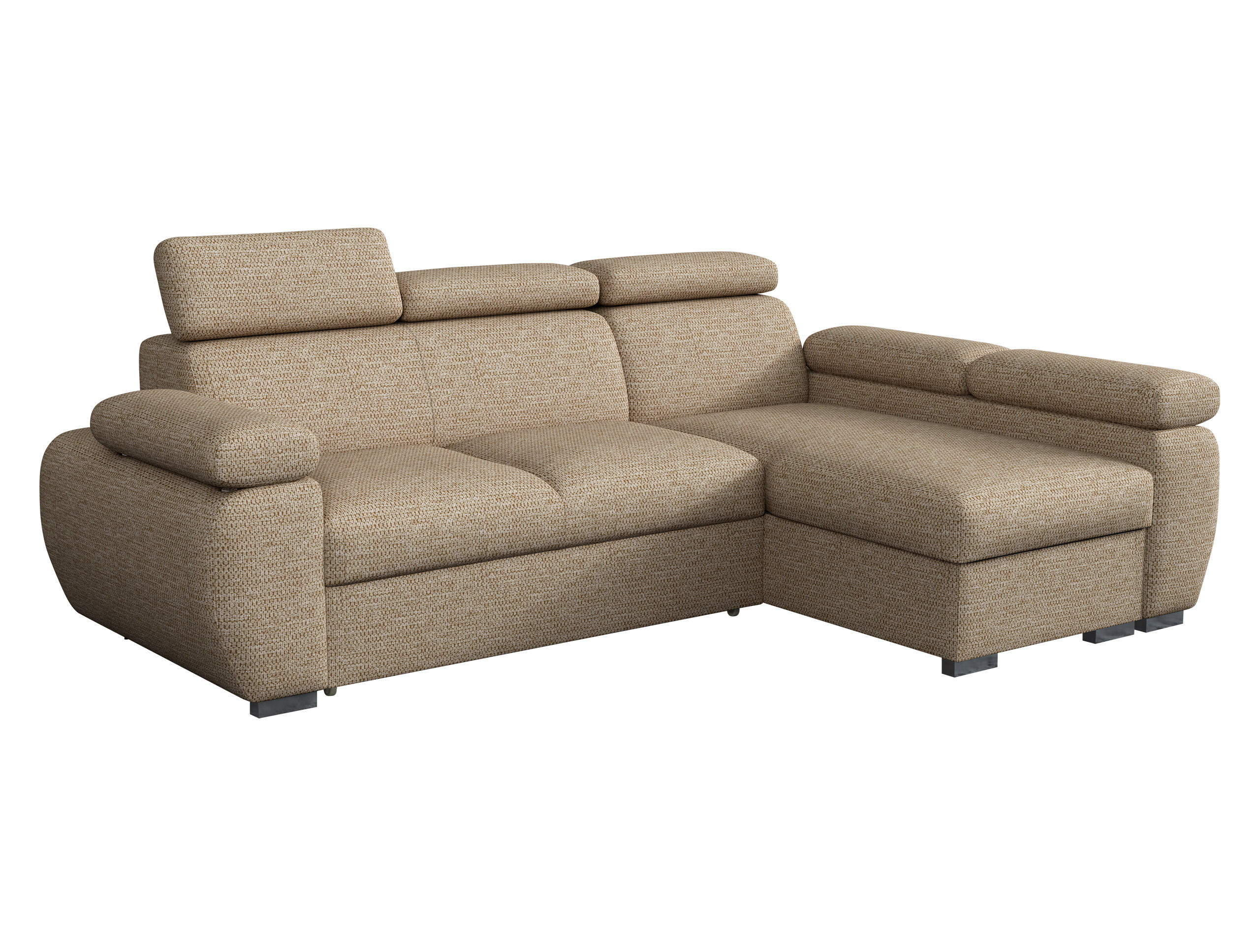 ECKSOFA Boston Mini, Seite: Rechts - 2R+LC - Chromfarben/Beige, Holz/Textil (255/170cm) - MIRJAN24