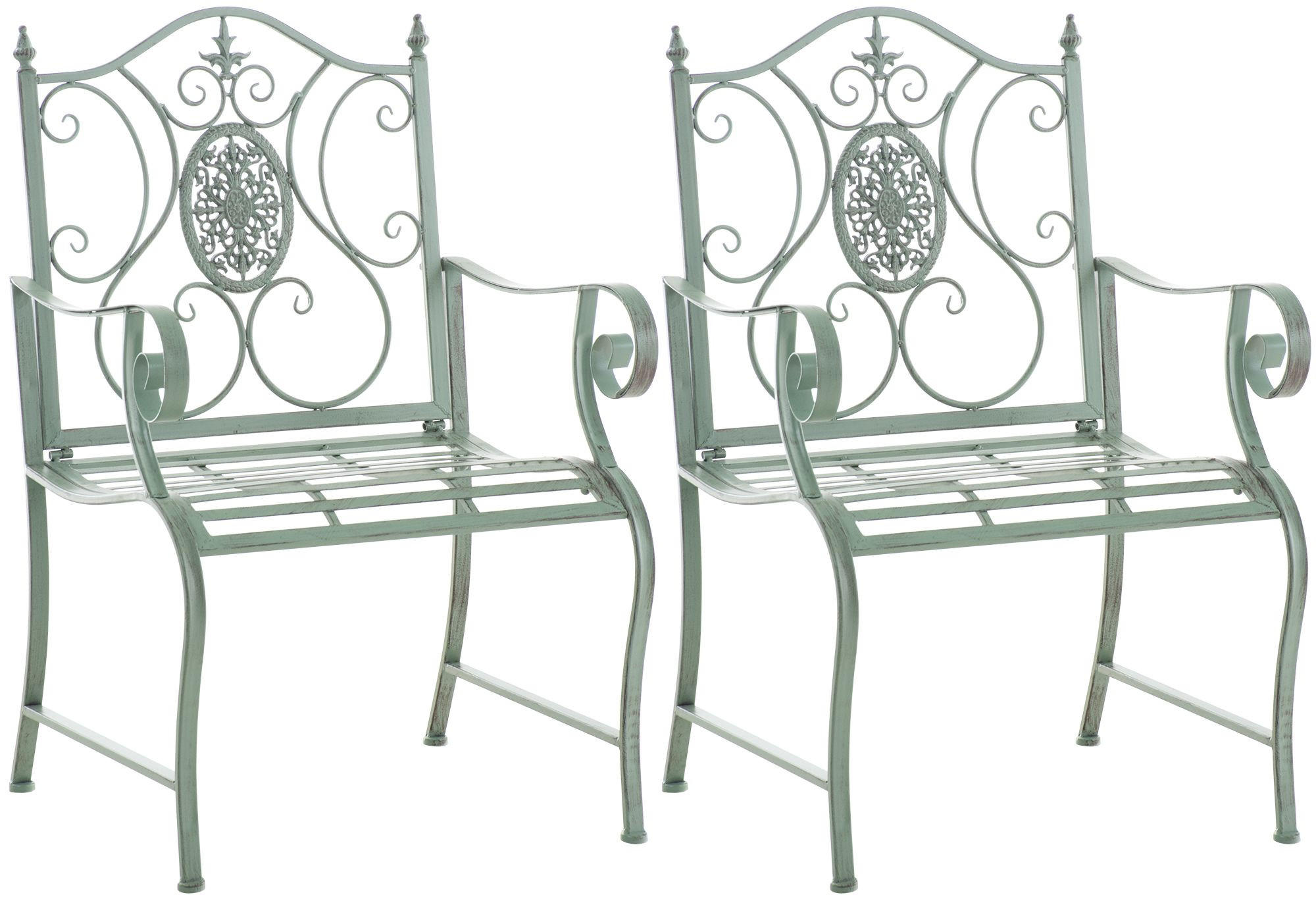 GARTENSTUHL 2 Metall Antik-Grün - Grün, Metall (62/94/53cm) - CLP