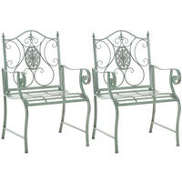 GARTENSTUHL 2er Set Metall Antik-Grün - Grün, Metall (62/94/53cm) - CLP