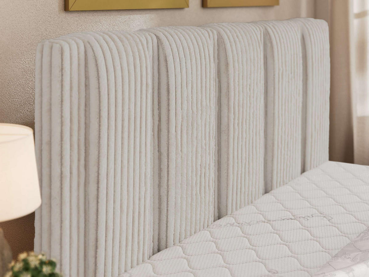 ČALOUNĚNÁ POSTEL SAVINO CLASSIC 180/200 - Béžová Manšestr - s pěnovou matrací - černá/béžová, textil/plast (180/200cm) - MKS
