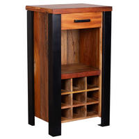 WEINSCHRANK Venosa Oldwood 56 x 45 x 102 cm - Schwarz/Braun, Holz/Metall (56/90/45cm) - Mr. Deko