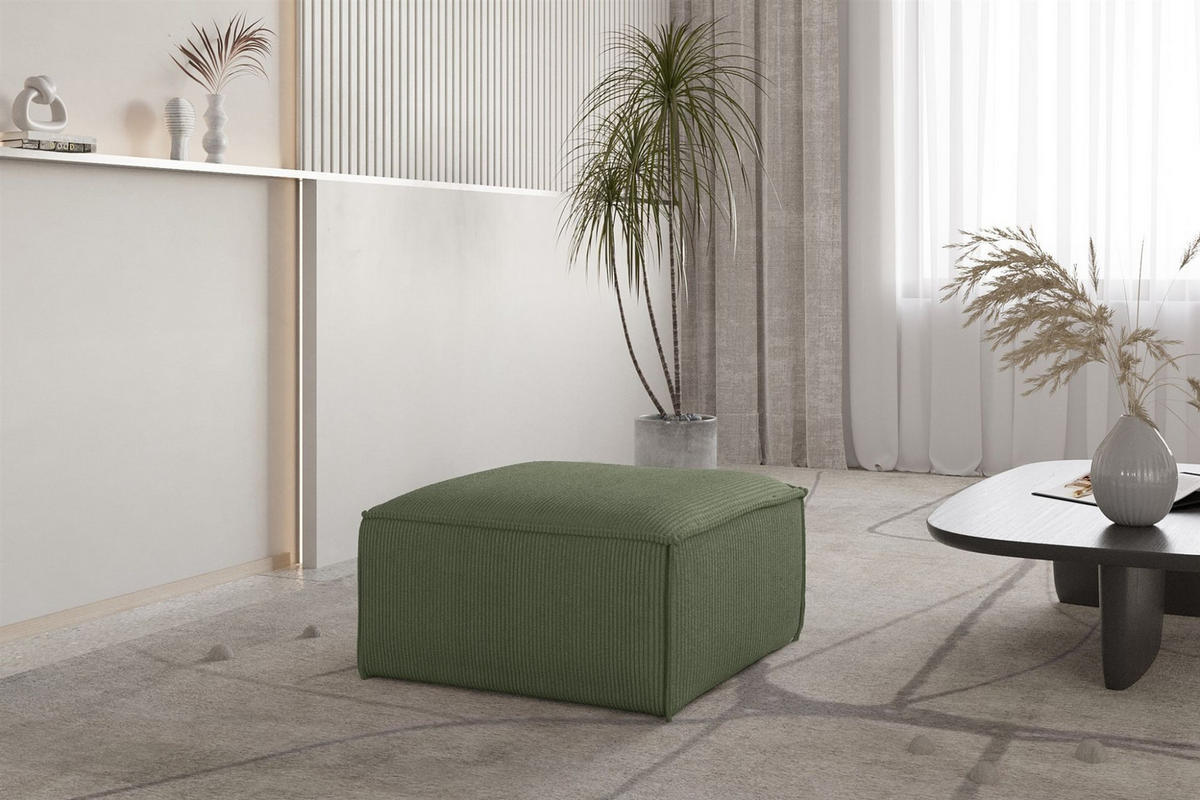 POLSTERHOCKER Celes Premium 65x65cm - Jadegrün, Holzwerkstoff/Textil (65/40/65cm) - Fun Möbel