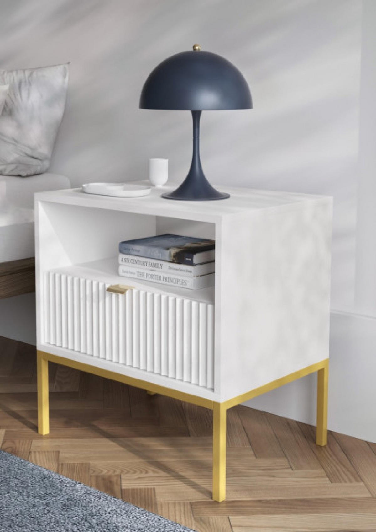 NACHTTISCH Weiß NEW Goldfarben - Goldfarben/Weiß, Holzwerkstoff (54/56/39cm) - Sepro Meble