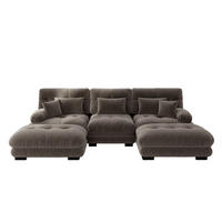 WOHNLANDSCHAFT Braun 313/145/81 cm 3-Sitzer Modular mit Hocker - Braun, Textil (313/81/145cm) - PANGIVO