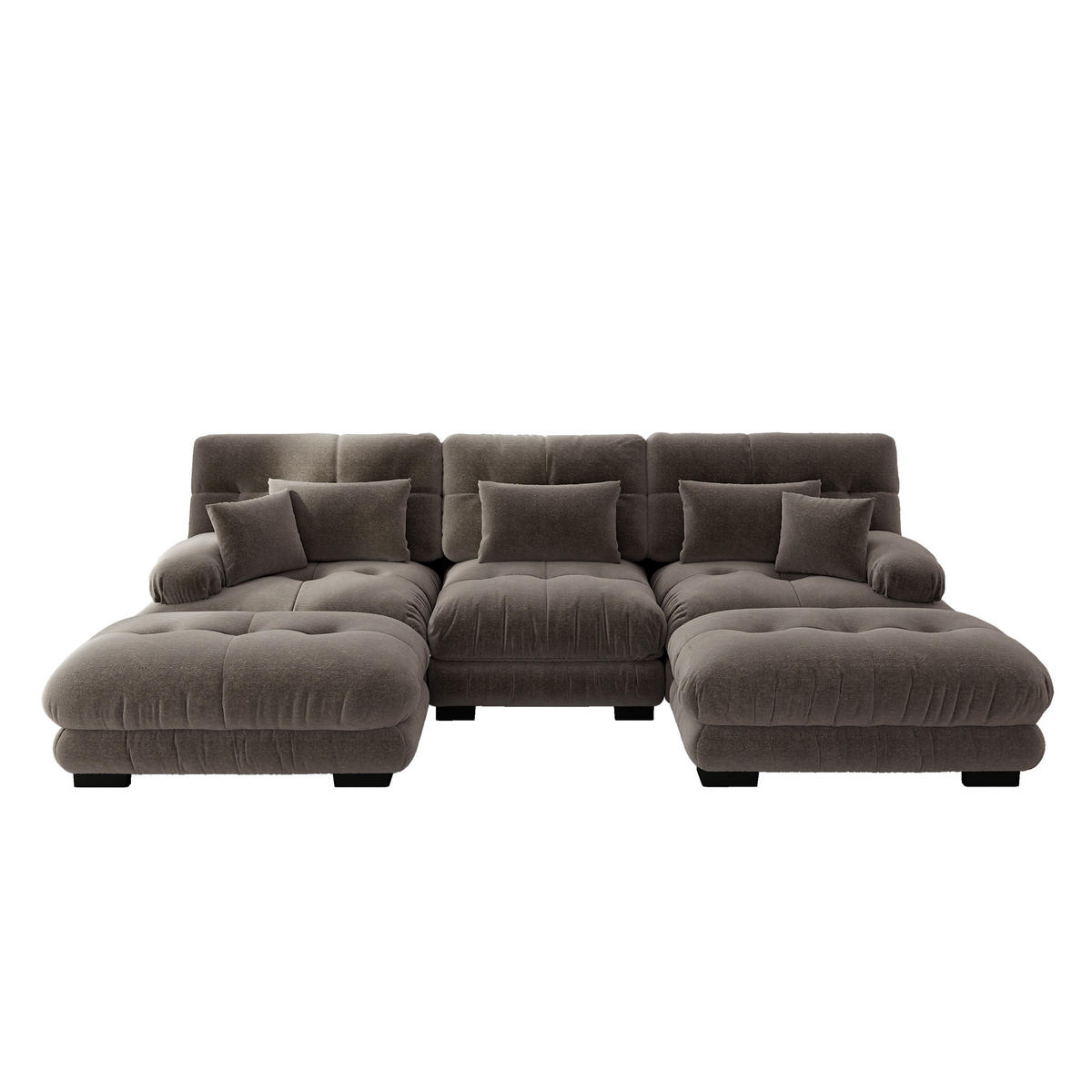 WOHNLANDSCHAFT DE-34065 U-förmig mit Ottoman Braun - Braun, Holz (145/81/313cm) - ComfortXL