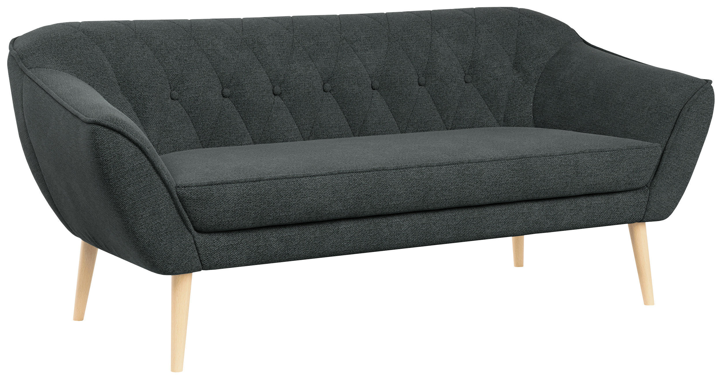 SOFA Pirs 3 Sitzer Strukture Dunkelgrau - Dunkelgrau/Braun, Holz/Textil (180/75/74cm) - MKS