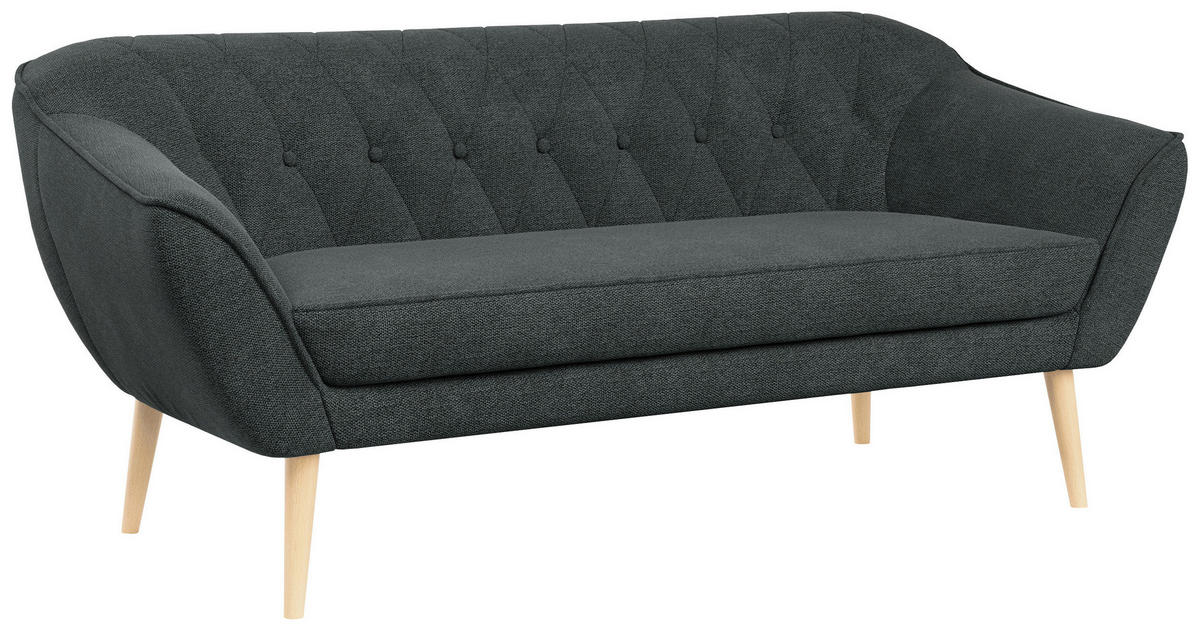 SOFA Pirs 3 Sitzer Strukture Dunkelgrau - Dunkelgrau/Braun, Holz/Textil (180/75/74cm) - MKS