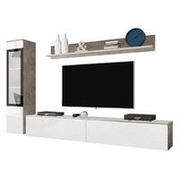 WOHNWAND Vera I mit weißer LED Beleuchtung - Silberfarben/Weiß, Holzwerkstoff/Kunststoff (33/30/180cm) - MIRJAN24