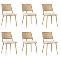 ESSZIMMERSTUHL 6er-Set mit PU-Sitz und Rattan-Rückenlehne Beige - Beige, Holz (46/80/48.1cm) - Meubliv