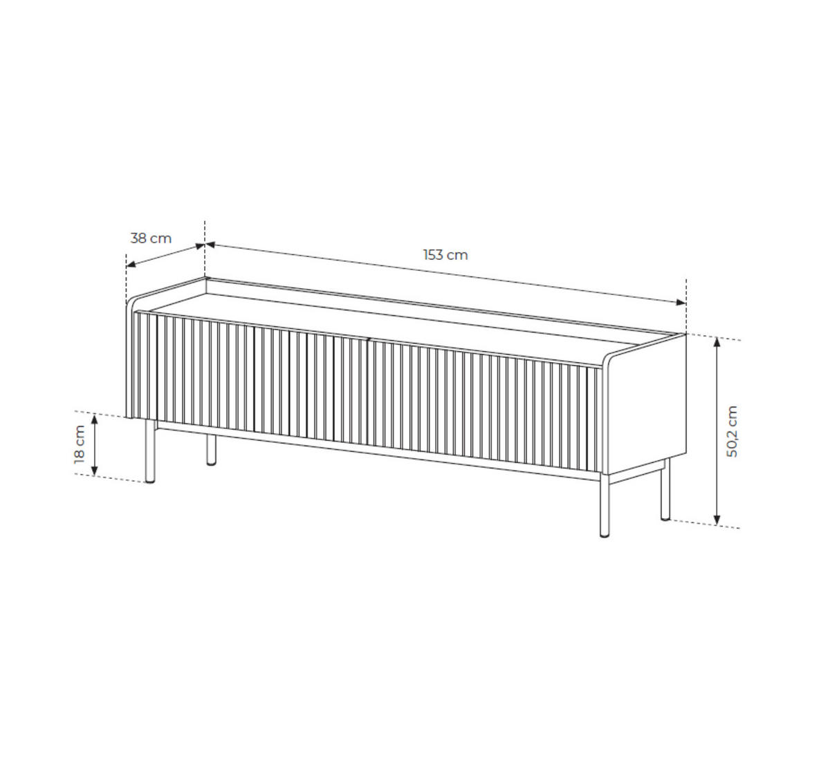 TV-SCHRANK Levant 153 Beige, Tv-Tisch - Beige, Holzwerkstoff (153/50/38cm) - Bettso