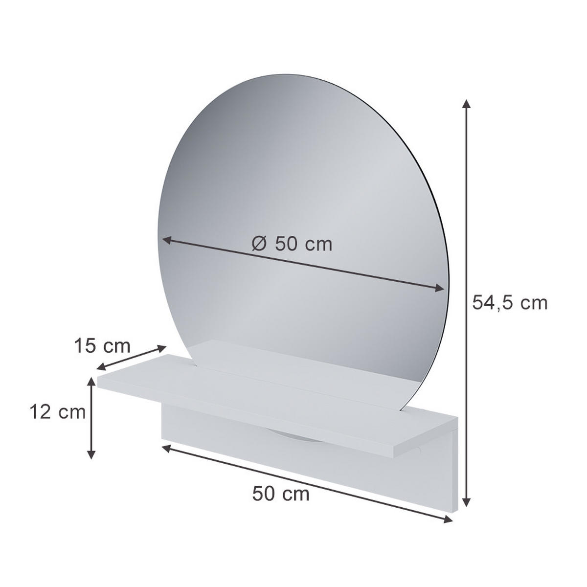 BADEZIMMERSPIEGEL Elyra Weiß 50 x 54.5 cm mit Ablage - Weiß, Holzwerkstoff (50/54.5/15cm) - Vicco