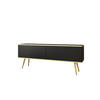 LOWBOARD TV BANFF RTV5-2D Goldene Metallbeine, Schwarz - Schwarz, Holzwerkstoff/Kunststoff (135/53/32cm) - Komodee