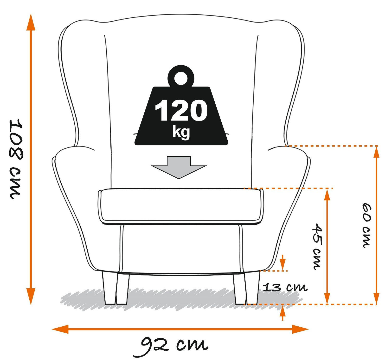 Thumbnail - Supellex Ohrensessel, Haselnuss, Textil, 92x68x95 cm, Wohnzimmer, Sessel, Ohrensessel