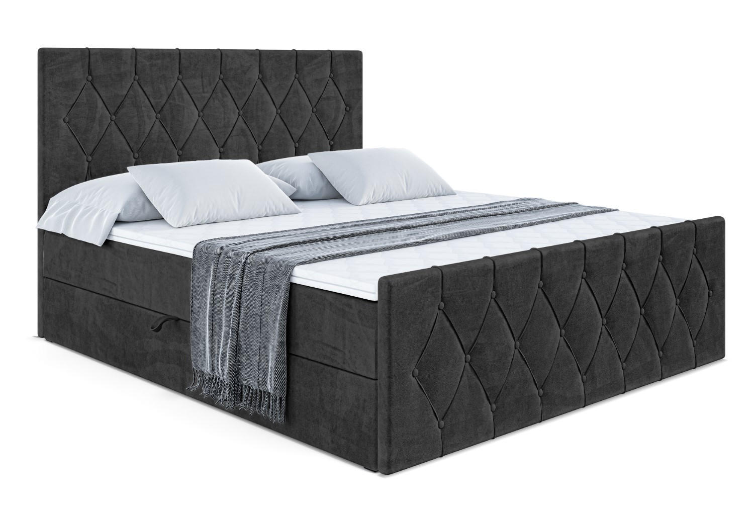 BOXBETT VELANTO-Z - 160 x 200 - H4 - Schwarz - Schwarz, Holzwerkstoff (160/200cm) - ALTDECOR