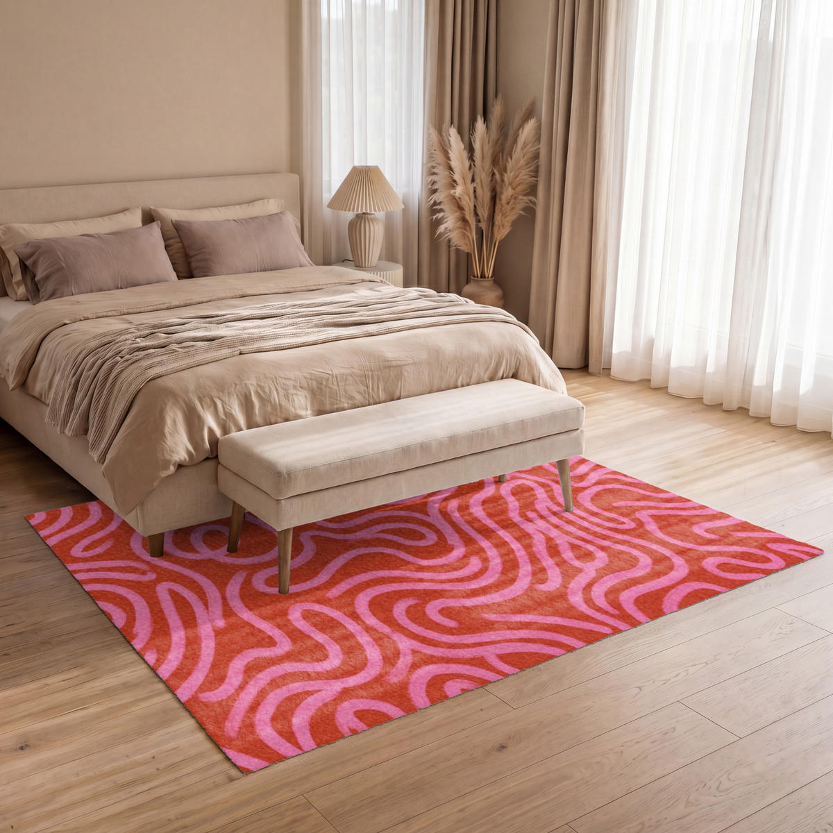 KOBERCE - Ružová - 200x140 cm - červená, textil/plast (200/0.4cm) - OnlyWow