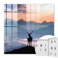 SCHLÜSSELBOX Weiß 30x30 cm – Türöffnung nach rechts - Harmonie der Berge - Blau, Metall (30/30/5cm) - TULUP